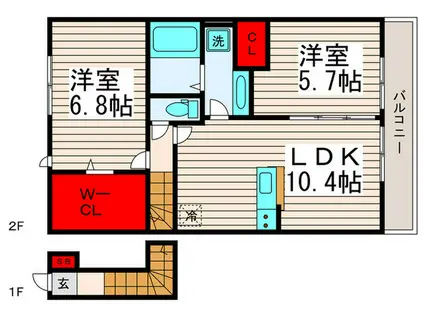NSハイツIII(2LDK/2階)の間取り写真