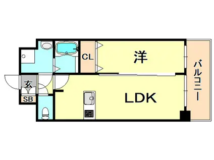 プレサンス兵庫ヴィアーレ(1LDK/3階)の間取り写真