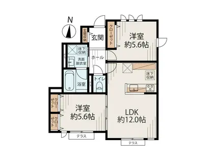 LA CLAIR(2LDK/1階)の間取り写真