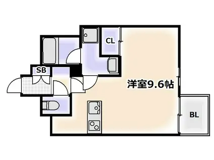 DOUBLE NINE RESIDENCE TENNOJIMINAMI(ワンルーム/8階)の間取り写真