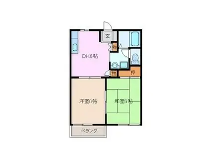 じゅねすしろやま B(2DK/2階)の間取り写真
