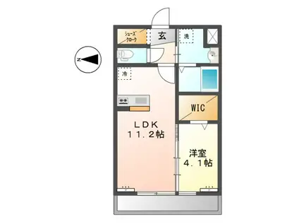 プレステージ 庭瀬 II(1LDK/1階)の間取り写真