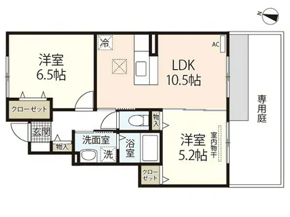 COZY COURT C(2LDK/1階)の間取り写真