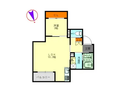 RATCLIFFE(1LDK/3階)の間取り写真