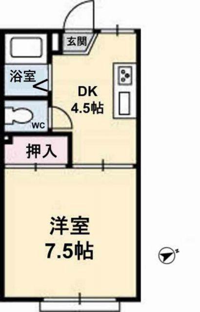 タウニーマタノ B棟(1DK/1階)の間取り写真