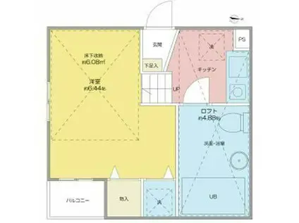 ラール深川(1K/1階)の間取り写真