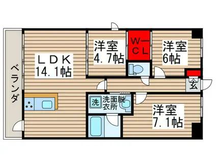 ボワ・デ・コガネ(3LDK/4階)の間取り写真
