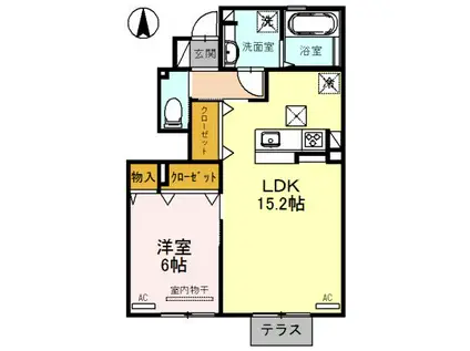アルビオン(1LDK/1階)の間取り写真