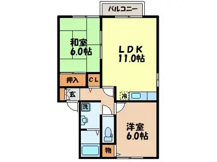桜コーポ(2LDK/1階)の間取り写真
