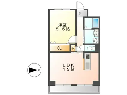 インプルーブ金山(1LDK/4階)の間取り写真