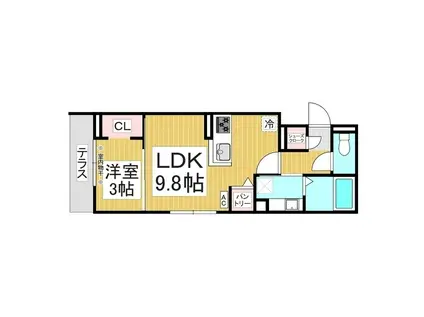 セルメイユール(1LDK/1階)の間取り写真