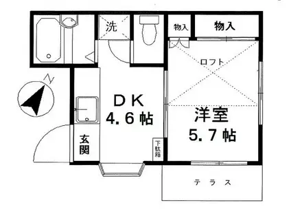 フラット堀崎(1DK/1階)の間取り写真
