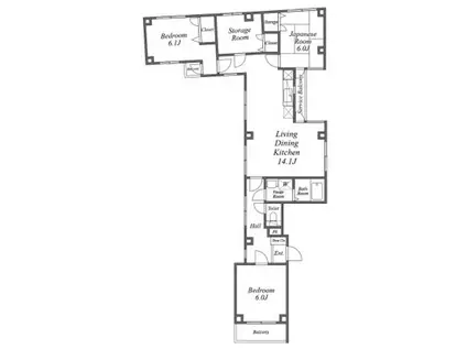 トラスト築地KNビル(3SLDK/3階)の間取り写真