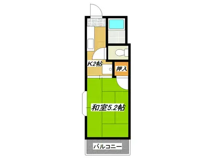 京成本線 江戸川駅 徒歩8分 2階建 築36年(1K/2階)の間取り写真