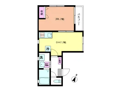 ラポーレ大岡山(1DK/1階)の間取り写真