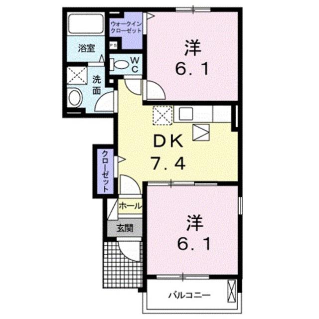 パルティール II(2DK/1階)の間取り写真