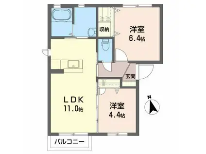 シャーメゾン シャルマン A(2LDK/2階)の間取り写真