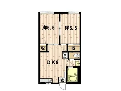 ヴェルドミールIII番館(2DK/1階)の間取り写真