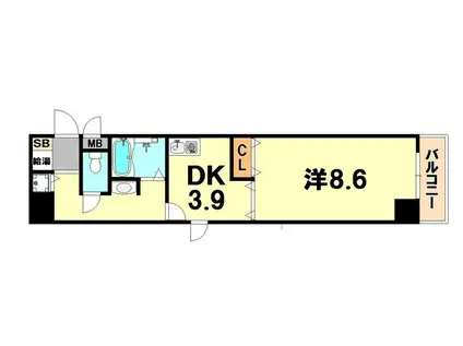 ロイヤルヒル神戸三ノ宮(1DK/9階)の間取り写真