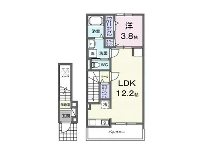 エヴァファースト(1LDK/2階)の間取り写真