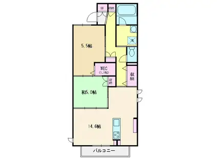 EVER GREEN 鶴瀬(2LDK/2階)の間取り写真