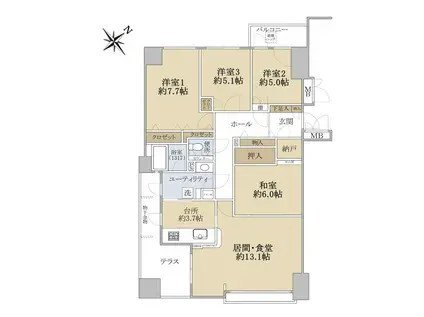 パシフィック麻生(4LDK/11階)の間取り写真