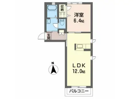 ツインフォール(1LDK/2階)の間取り写真