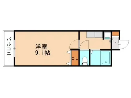 サンセール長者原(1K/5階)の間取り写真