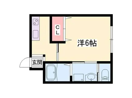 SAN MARE 三木本町(1K/1階)の間取り写真