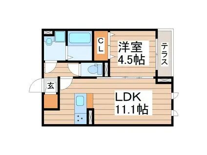 D-ROOM泉崎1丁目(1LDK/1階)の間取り写真