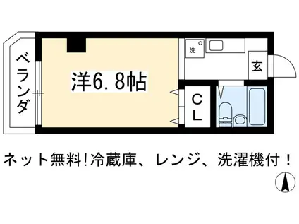 サンハイツ北山(1K/2階)の間取り写真