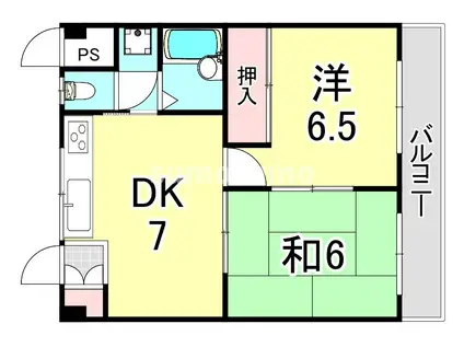 ベアコート塚口(2DK/3階)の間取り写真