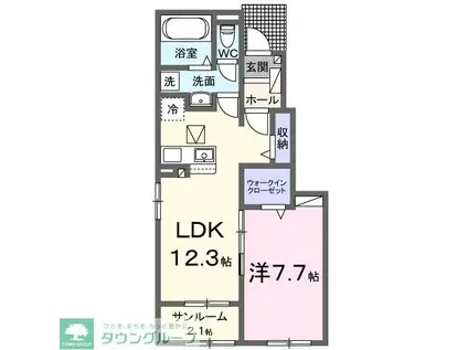 フィオーレ プリート VI(1LDK/1階)の間取り写真