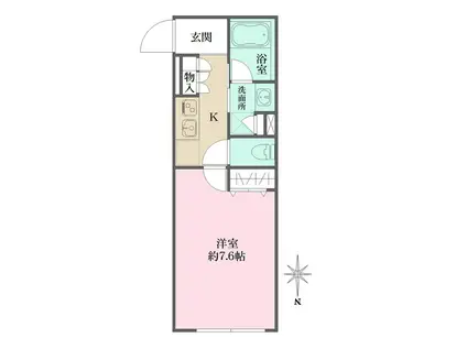 アトリオフラッツ自由が丘イースト(1K/2階)の間取り写真