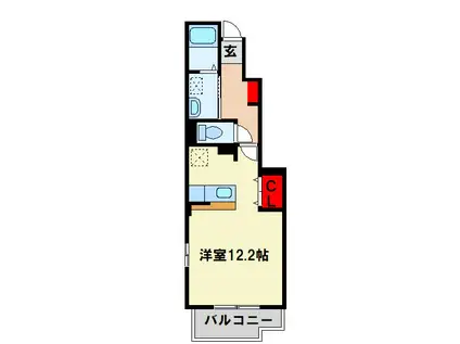 カルムガルテン(ワンルーム/1階)の間取り写真