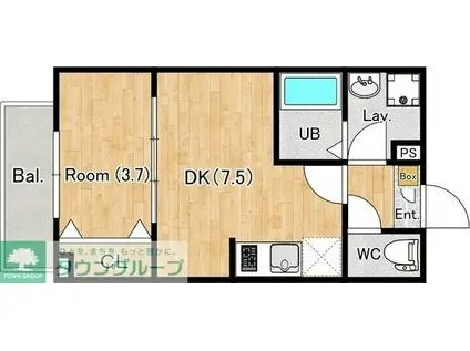 ジーメゾン狭山水野アクア(1DK/1階)の間取り写真