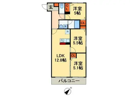 カテリーナIII(3LDK/1階)の間取り写真