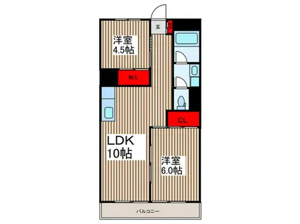 リブレス東浦和(2LDK/3階)の間取り写真