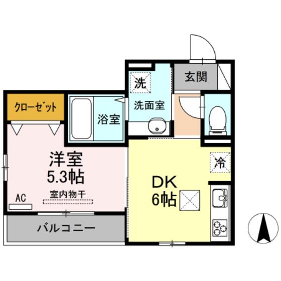 AOIパレス(1DK/1階)の間取り写真