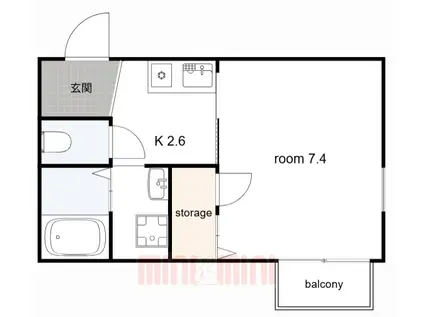 ラフォーレ御影(1K/2階)の間取り写真