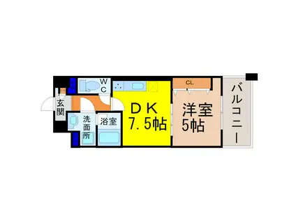 プレスティ則武(1DK/8階)の間取り写真
