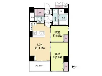 LIVECASA堀川今出川(2LDK/5階)の間取り写真