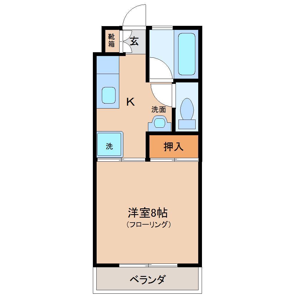 プライムコート(1K/2階)の間取り写真