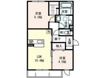 フルリール(2LDK/3階)の間取り写真
