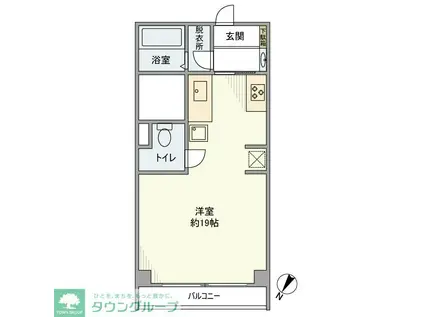 横浜根岸ダイヤモンドマンション(ワンルーム/8階)の間取り写真