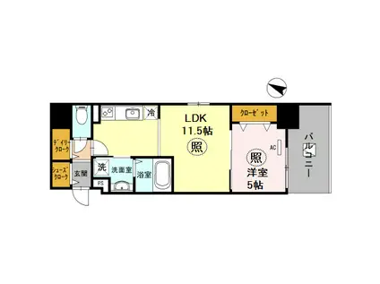 神戸HARBORSIDE 萬利RESIDENCE(1LDK/9階)の間取り写真