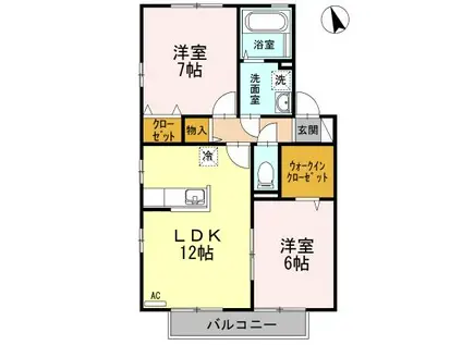 リビングタウン松縄B棟(2LDK/2階)の間取り写真