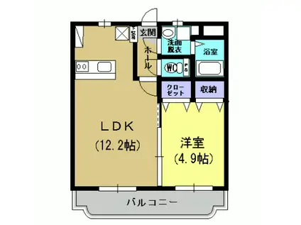 ル・ゾォ平川(1LDK/3階)の間取り写真