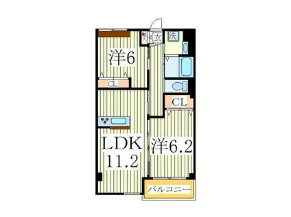 おおたかの森 UNIVALY S(2LDK/3階)の間取り写真