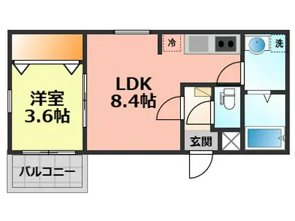 LINOA栄生(1LDK/3階)の間取り写真